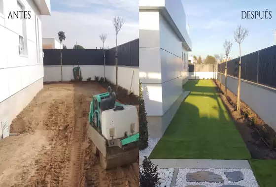 Instalación residencial de césped artificial en Alcalá de Henares