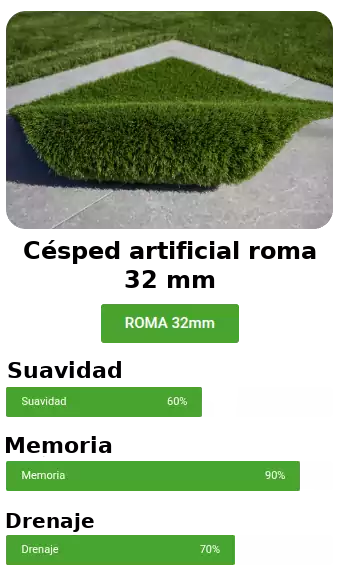 Césped artificial roma 32 mm