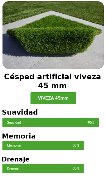 Césped artificial viveza 45 mm